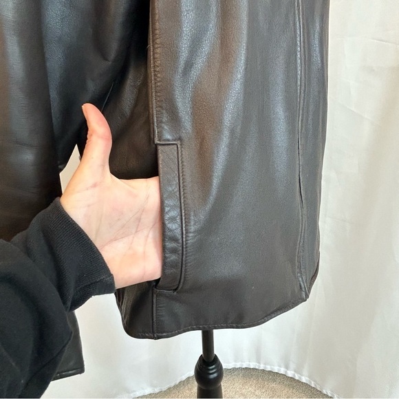 EDDIE Bauer women’s dark chocolate brown vintage leather jacket Sz XL - Picture 4 of 14